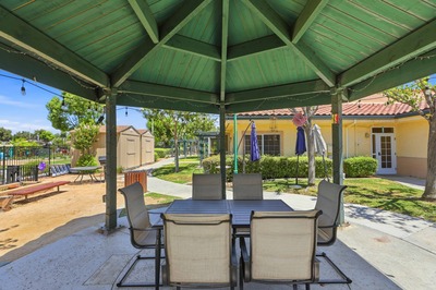Outdoor gazebo dining area