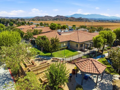 Aerial view of ICare grounds with mountain backdrop